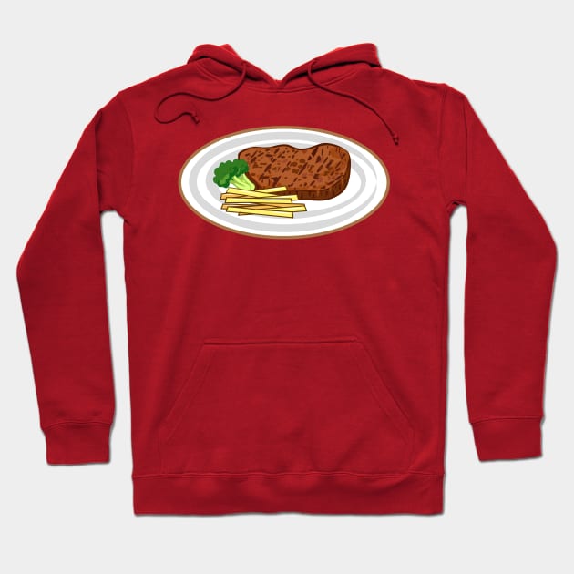 Steak cartoon illustration Hoodie by Miss Cartoon